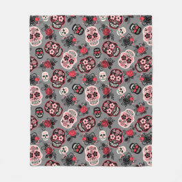 Day of the dead SockerDöskallar, grått Fleecefilt