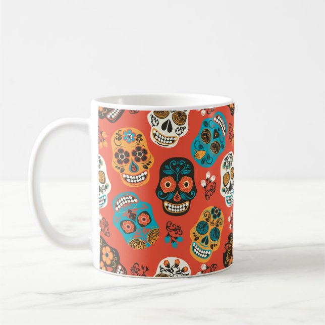 Day of the dead SockerDöskallar, orange Kaffemugg (Vänster)
