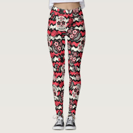 Day of the dead SockerDöskallar, zigzag Leggings