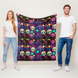 Day of the dead,sockerskalle mönster,Halloween Fleecefilt