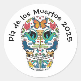 Day of the dead Spirit Animal Sugar Skull Sticker Runt Klistermärke