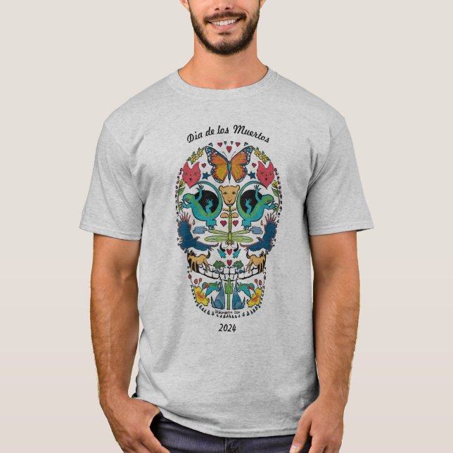Day of the dead Spirit Animal Sugar Skull T-Shirt (Framsida)