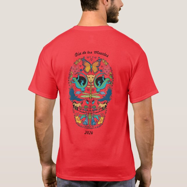 Day of the dead Spirit Animal Sugar Skull T-Shirt (Baksida)