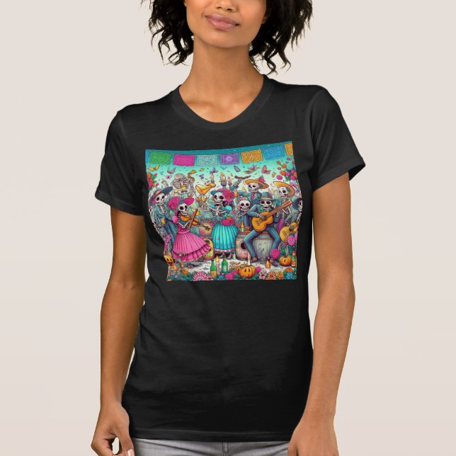 Day of the dead Street Party Skull Women's T Shirt (Framsida)