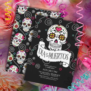 Day of the dead Sugar Döskallars Black ID725 Inbjudningar