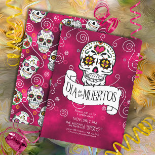 Day of the dead Sugar Döskallars Red ID725 Inbjudningar