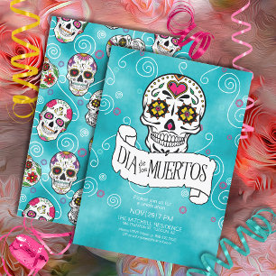 Day of the dead Sugar Döskallars Turquise ID725 Inbjudningar