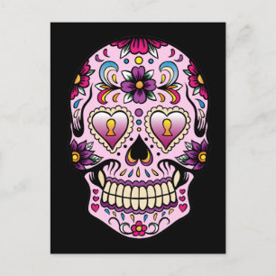 Day of the dead Sugar Rosa Skull vykort