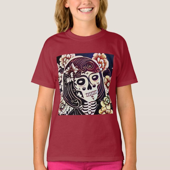 Day of the dead Sugar Skull 2 T Shirt (Framsida)