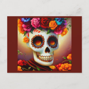 Day of the dead Sugar Skull 4 Helg Vykort