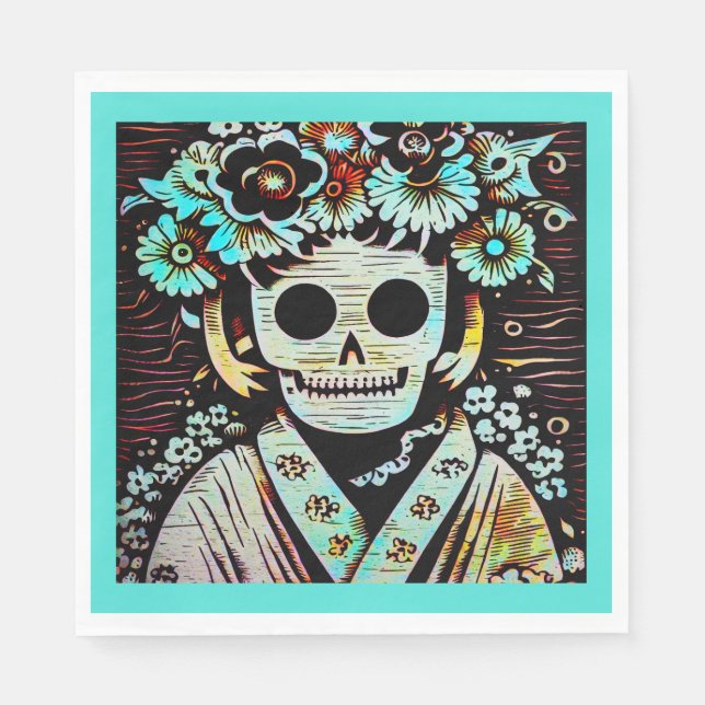 Day of the dead Sugar Skull 4 Pappersservett (Framsidan)