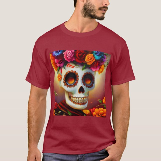 Day of the dead Sugar Skull 4 T Shirt (Framsida)