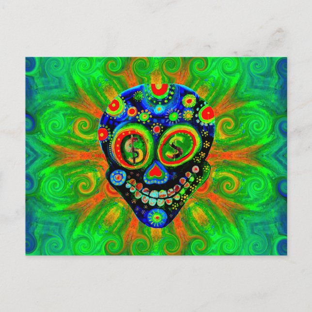 Day of the dead Sugar Skull Art Vykort (Framsida)