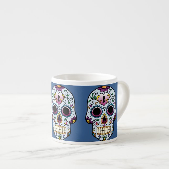 Day of the dead Sugar Skull Blue Espressomugg (Framsida höger)