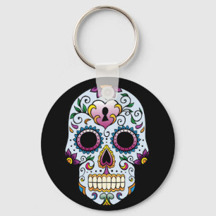 Day of the dead Sugar Skull Blue Keychain Nyckelring