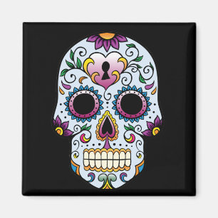 Day of the dead Sugar Skull Blue Magnet