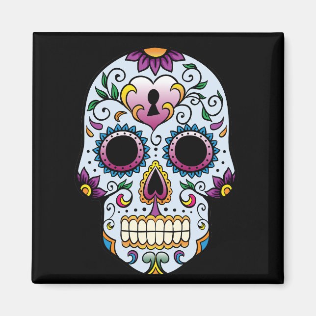 Day of the dead Sugar Skull Blue Magnet (Framsidan)