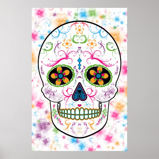 Day of the dead Sugar Skull - Bright Multi Färg Poster (Framsidan)