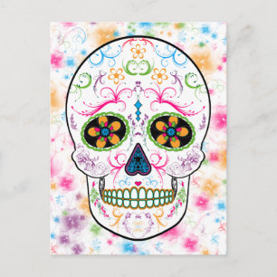 day of the dead Sugar Skull - Bright Multi Färg Vykort
