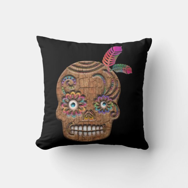 Day of the dead Sugar Skull (ceder) Kudde (Framsida)