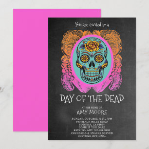 Day of the dead Sugar Skull Chalkboard Party Inbjudningar