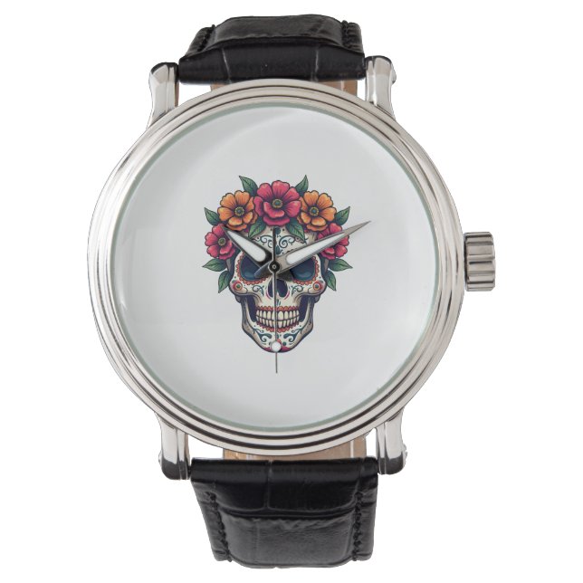 Day of the dead Sugar Skull - Dia de los Muertos S Armbandsur (Framsida)