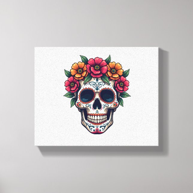 Day of the dead Sugar Skull - Dia de los Muertos S Canvastryck (Framsida)