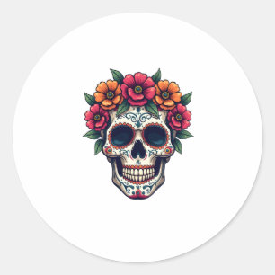 Day of the dead Sugar Skull � Dia de los Muertos S Runt Klistermärke