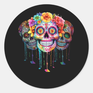 Day of the dead Sugar Skull Dia de Los Muertos Tie Runt Klistermärke