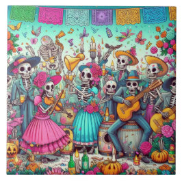 Day of the dead Sugar Skull Färgfull trivet Tile Kakelplatta