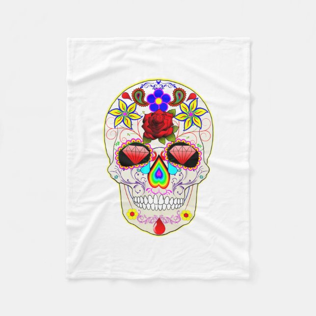 Day of the dead Sugar Skull Fleecefilt (Framsidan)