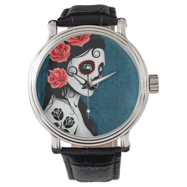 Day of the dead Sugar Skull Girl - Blue Armbandsur (Framsida)