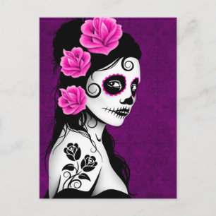 day of the dead Sugar Skull Girl - Lila Vykort