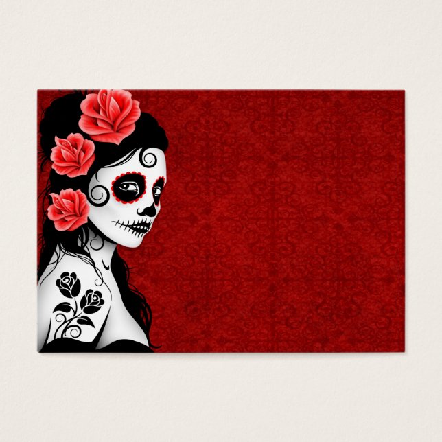 Day of the dead Sugar Skull Girl - Red Visitkort (Framsidan)