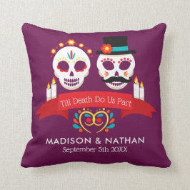 Day of the dead Sugar Skull Gothic Magenta Bröllop Kudde