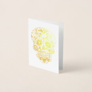 Day of the dead Sugar Skull Guld Folierat Kort