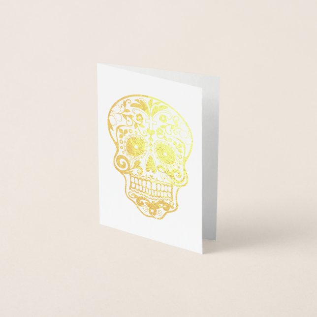 Day of the dead Sugar Skull Guld Folierat Kort (Framsida)