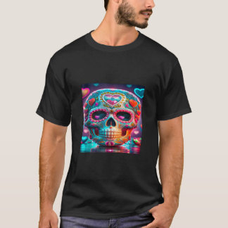 Day of the dead Sugar Skull Halloween Valentines H T Shirt