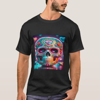 Day of the dead Sugar Skull Halloween Valentines H T Shirt
