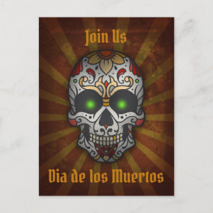 Day of the dead Sugar Skull   Halloween-vykort Vykort