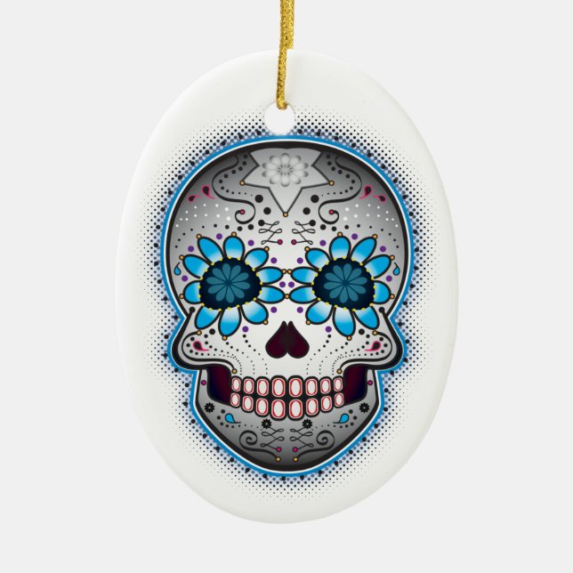 day of the dead Sugar Skull Julgransprydnad Keramik (Framsidan)