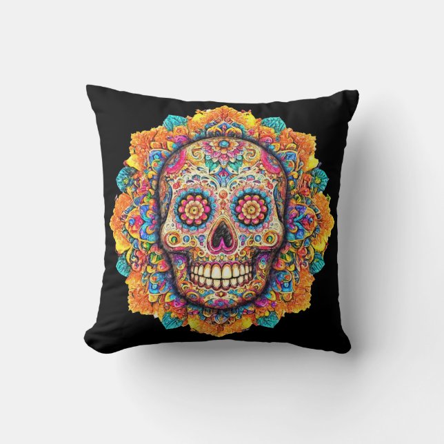 Day of the dead Sugar Skull Kudde (Framsida)