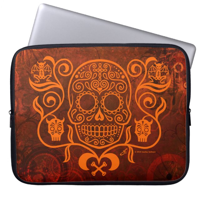 Day of the dead Sugar Skull Laptop Sleeve (Framsidan)