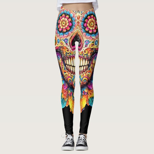 Day of the dead Sugar Skull Leggings (Framsida)