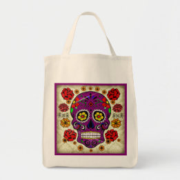 Day of the dead Sugar Skull Livsmedel Tote Tygkasse