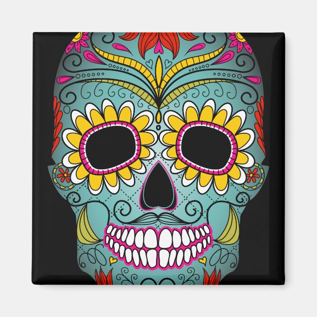 Day of the dead Sugar Skull Magnet (Framsidan)