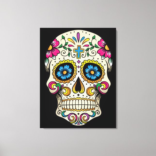 Day of the dead Sugar Skull med Kor Canvastryck (Framsida)