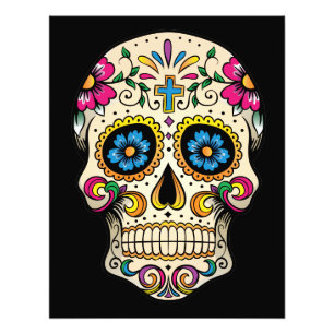 Day of the dead Sugar Skull med Kor Fototryck