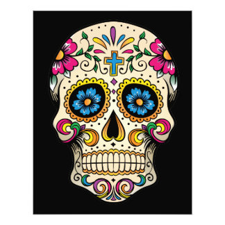 Day of the dead Sugar Skull med Kor Fototryck