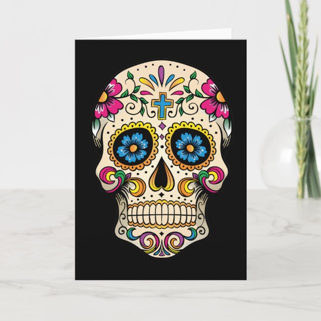 Day of the dead Sugar Skull med Kor Kort (Framsida)